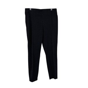 Talbots Skinny Ankle Pants Polka Dot 8 Black Women Career Workwear Stretch